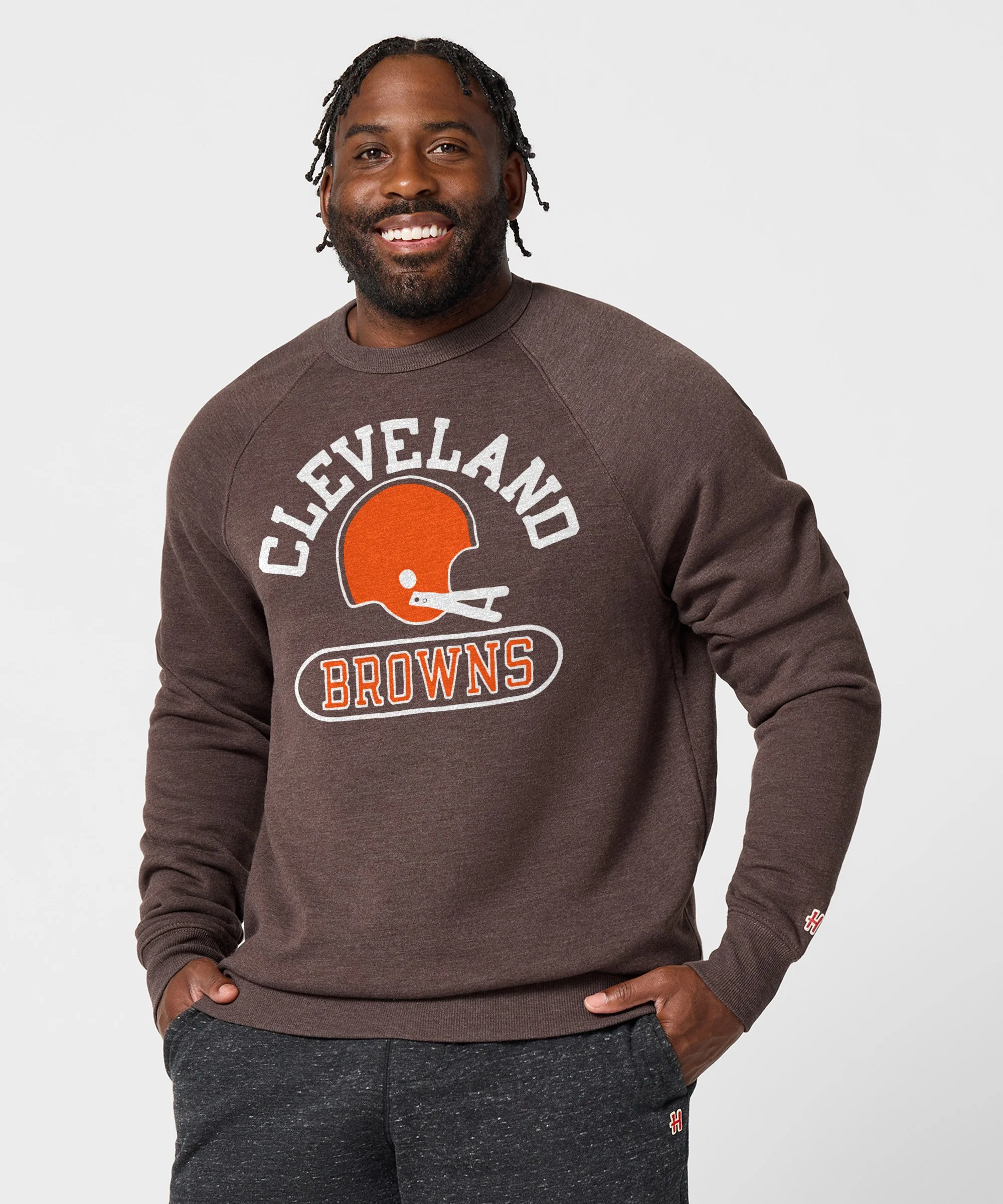 Cleveland Browns Throwback Helmet Crewneck - Image 3