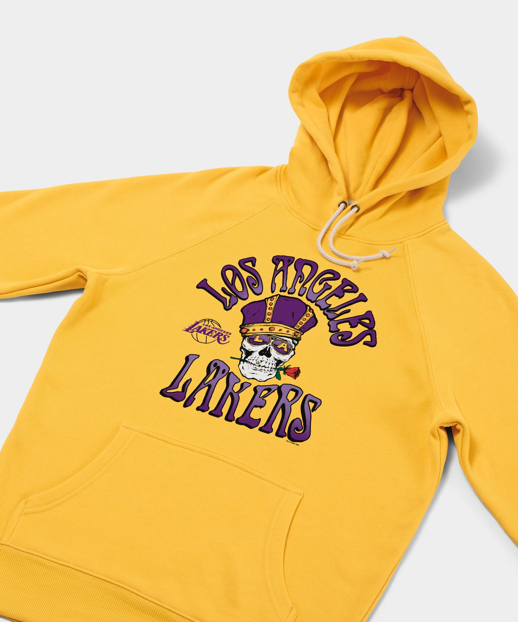NBA x Grateful Dead x Lakers Skull And Rose Hoodie - Image 2