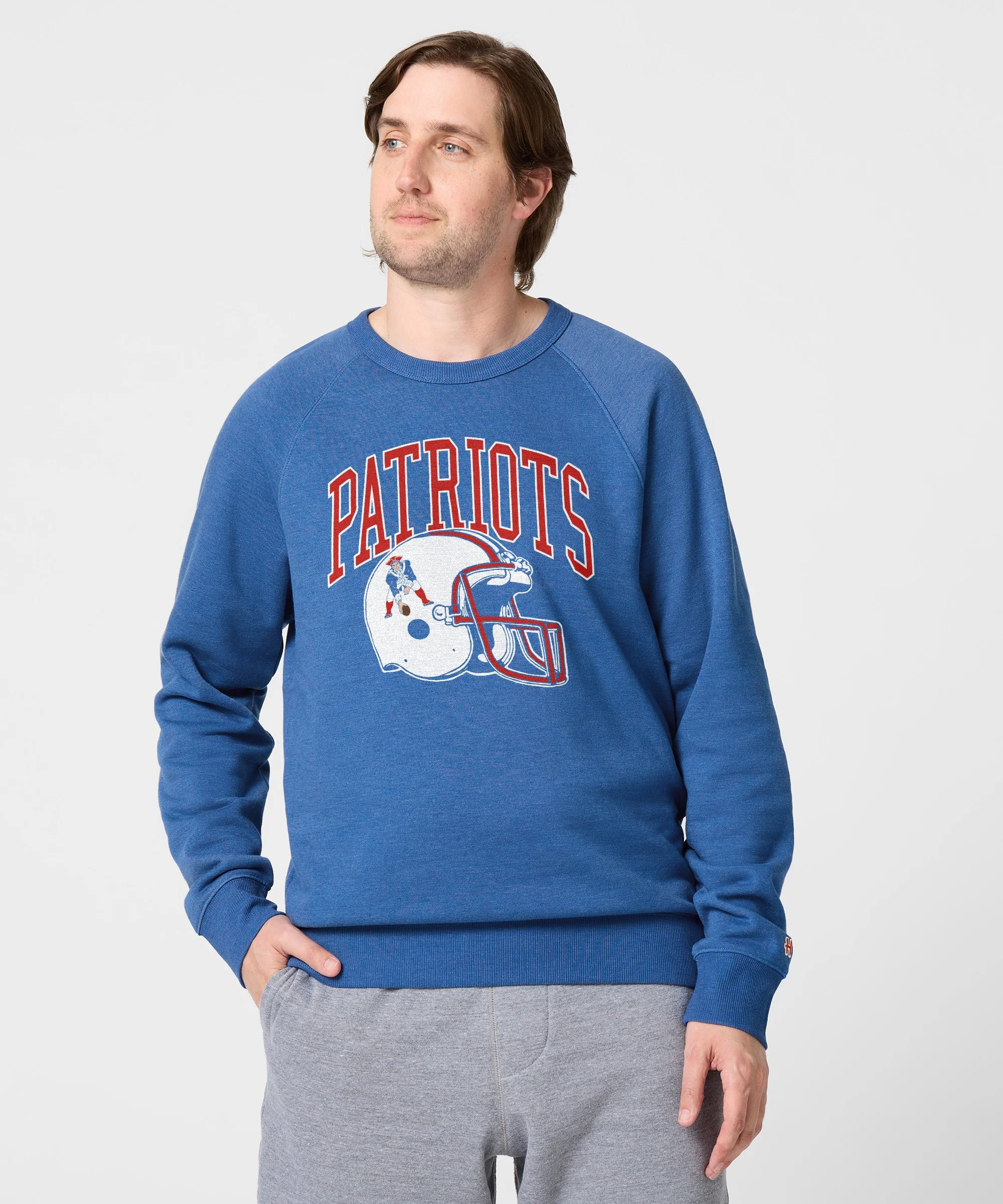 New England Patriots Helmet Retro Crewneck - Image 3