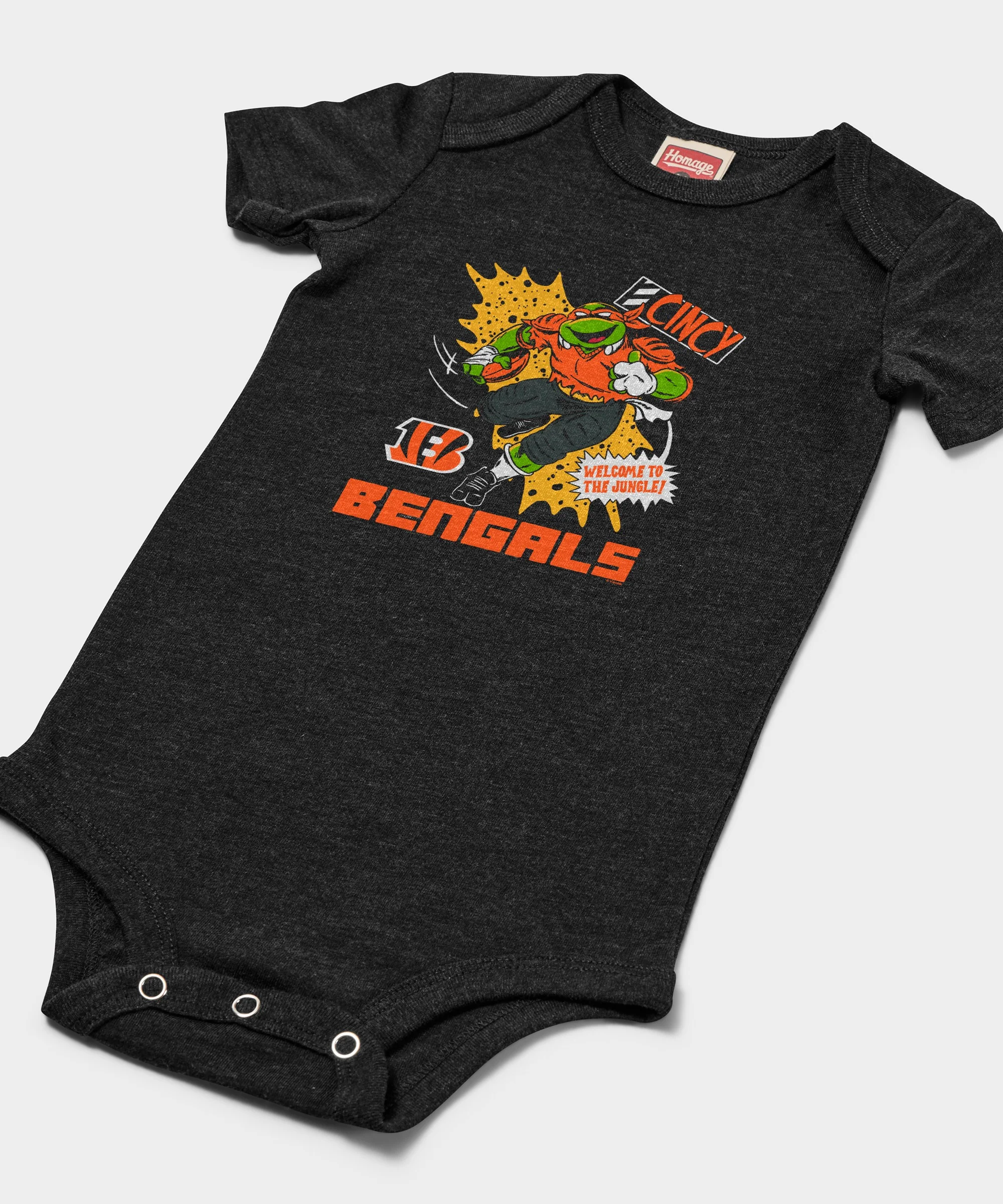 TMNT Michelangelo x Cincinnati Bengals Baby One Piece - Image 2