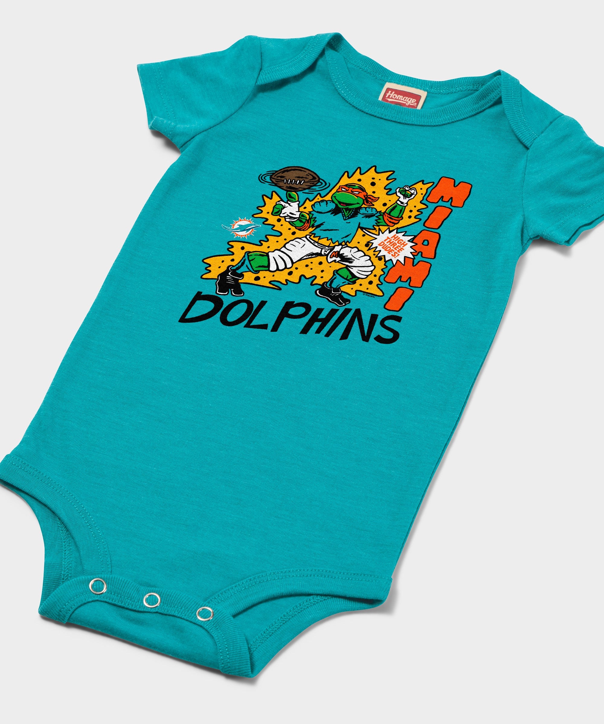 TMNT Michelangelo x Miami Dolphins Baby One Piece - Image 2