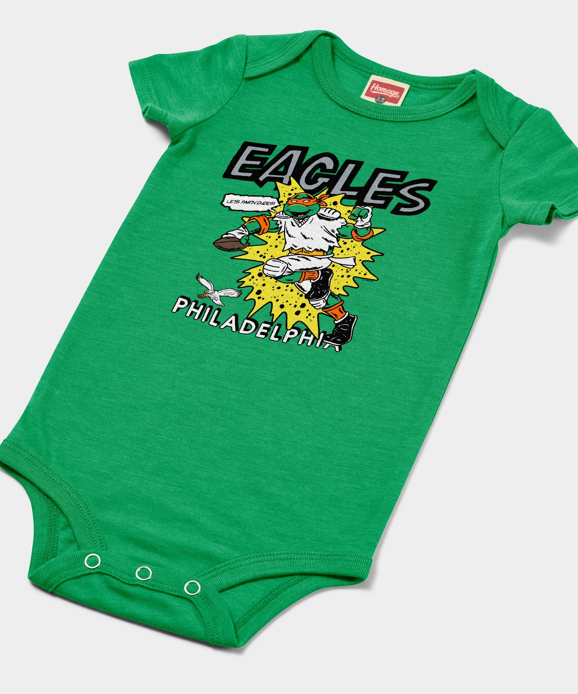 TMNT Michelangelo x Philadelphia Eagles Baby One Piece - Image 2