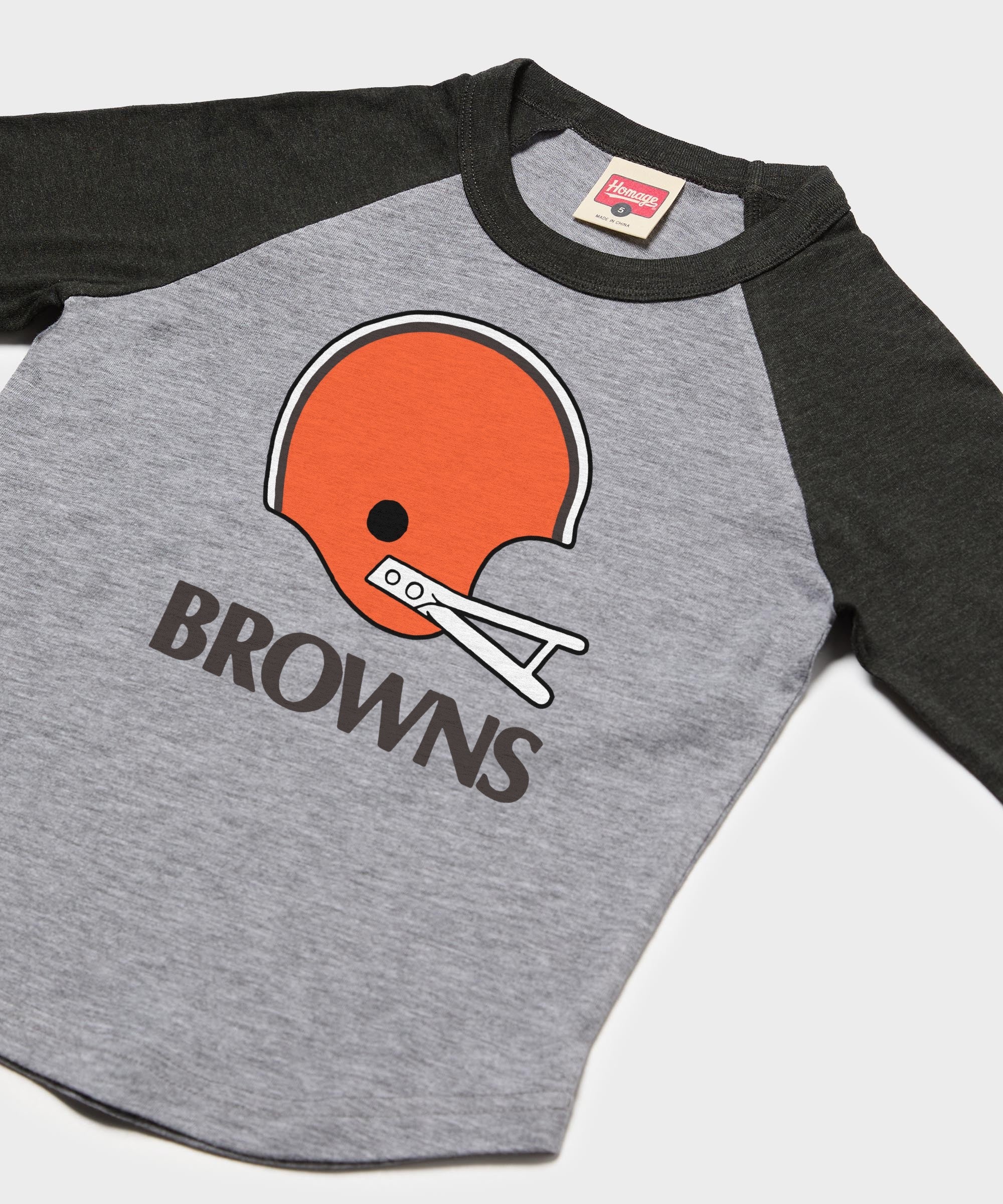 Youth Cleveland Browns Big Helmet Raglan - Image 2