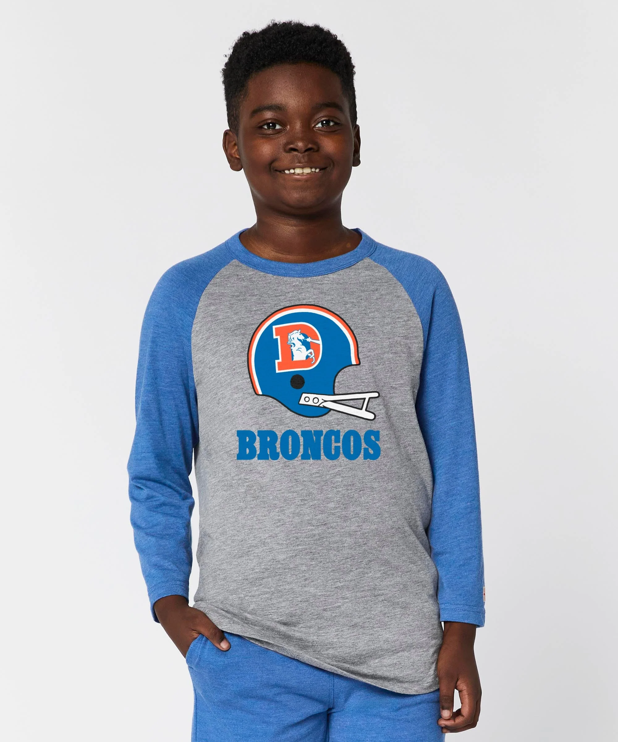 Youth Denver Broncos Big Helmet Raglan - Image 3