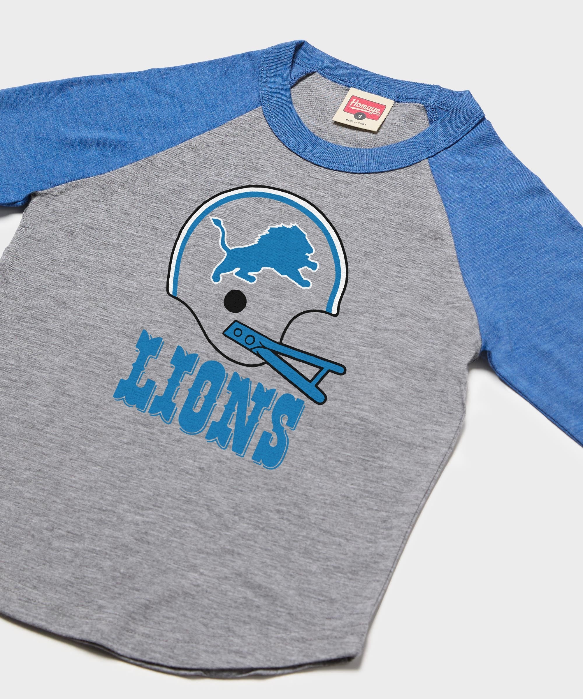 Youth Detroit Lions Big Helmet Raglan - Image 2