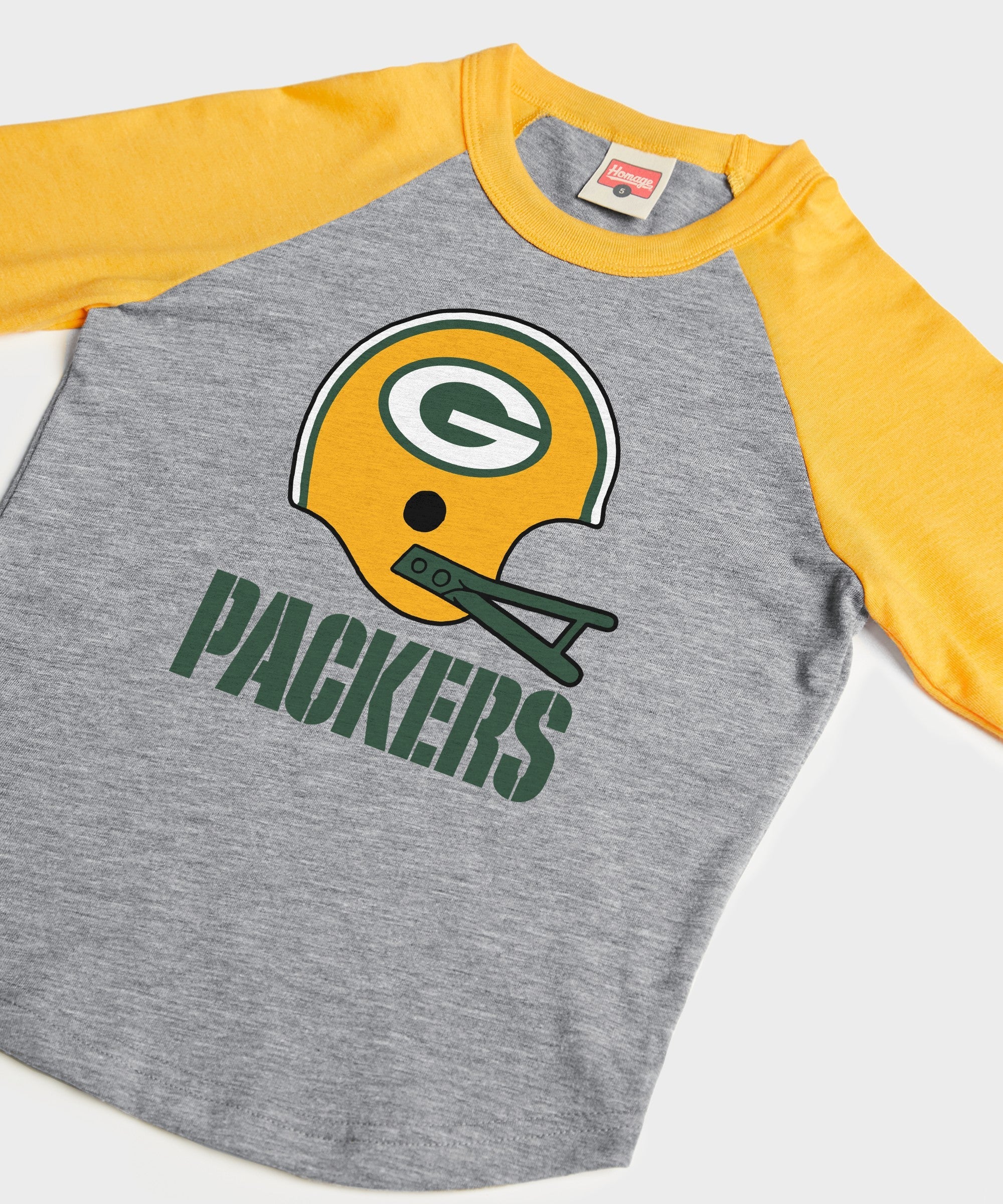 Youth Green Bay Packers Big Helmet Raglan - Image 2