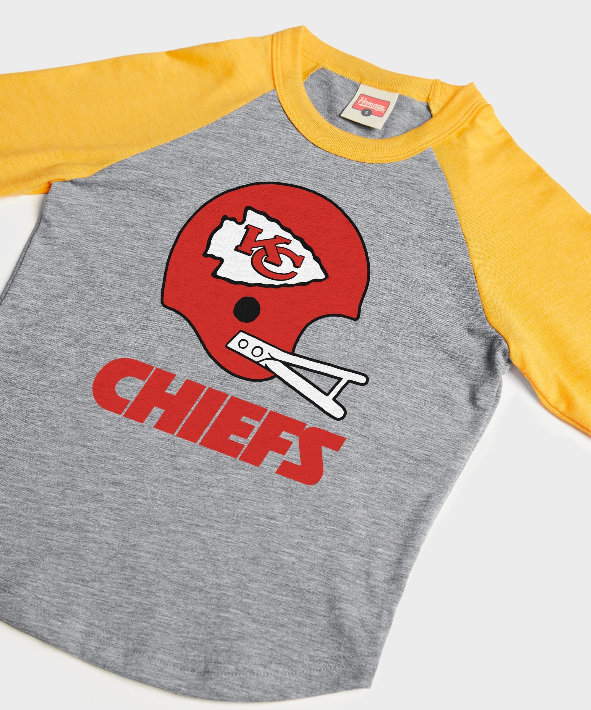 Youth Kansas City Chiefs Big Helmet Raglan - Image 2