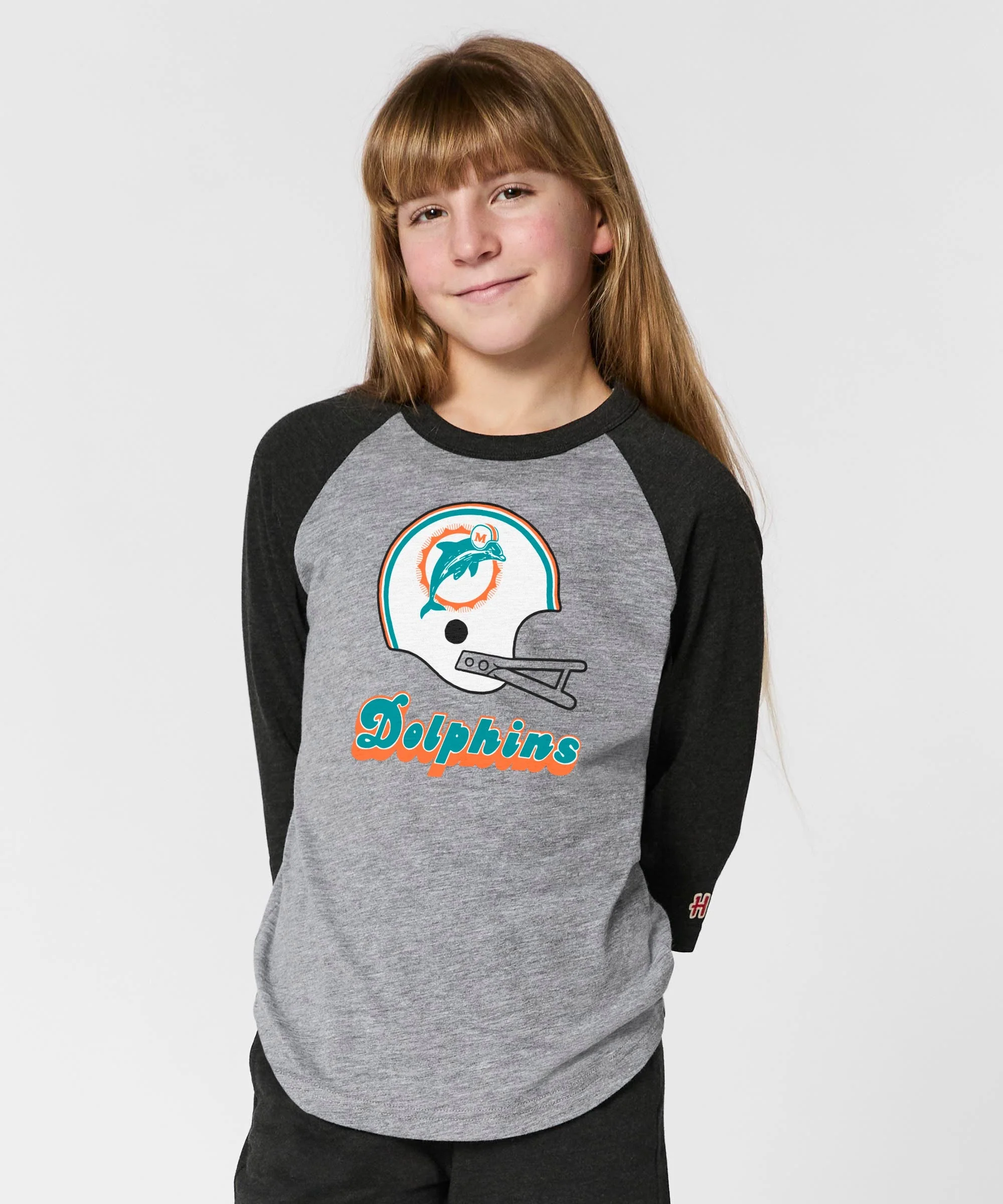 Youth Miami Dolphins Big Helmet Raglan - Image 3