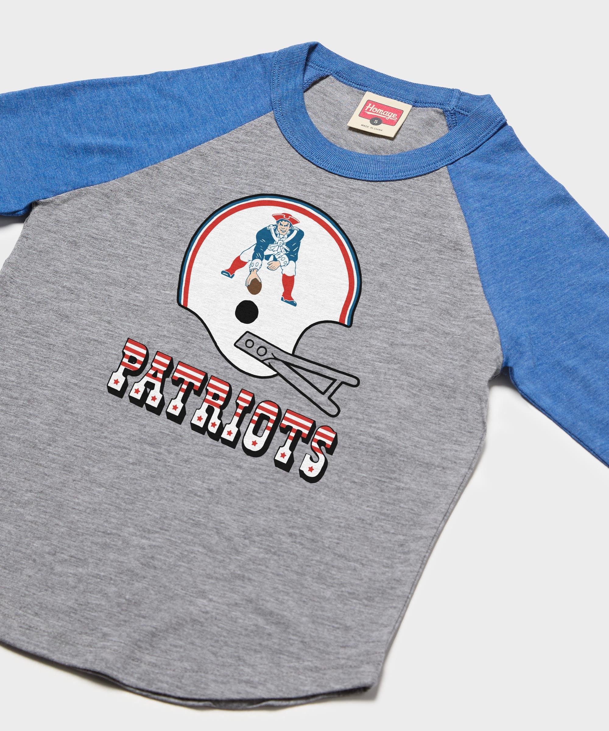 Youth New England Patriots Big Helmet Raglan - Image 2