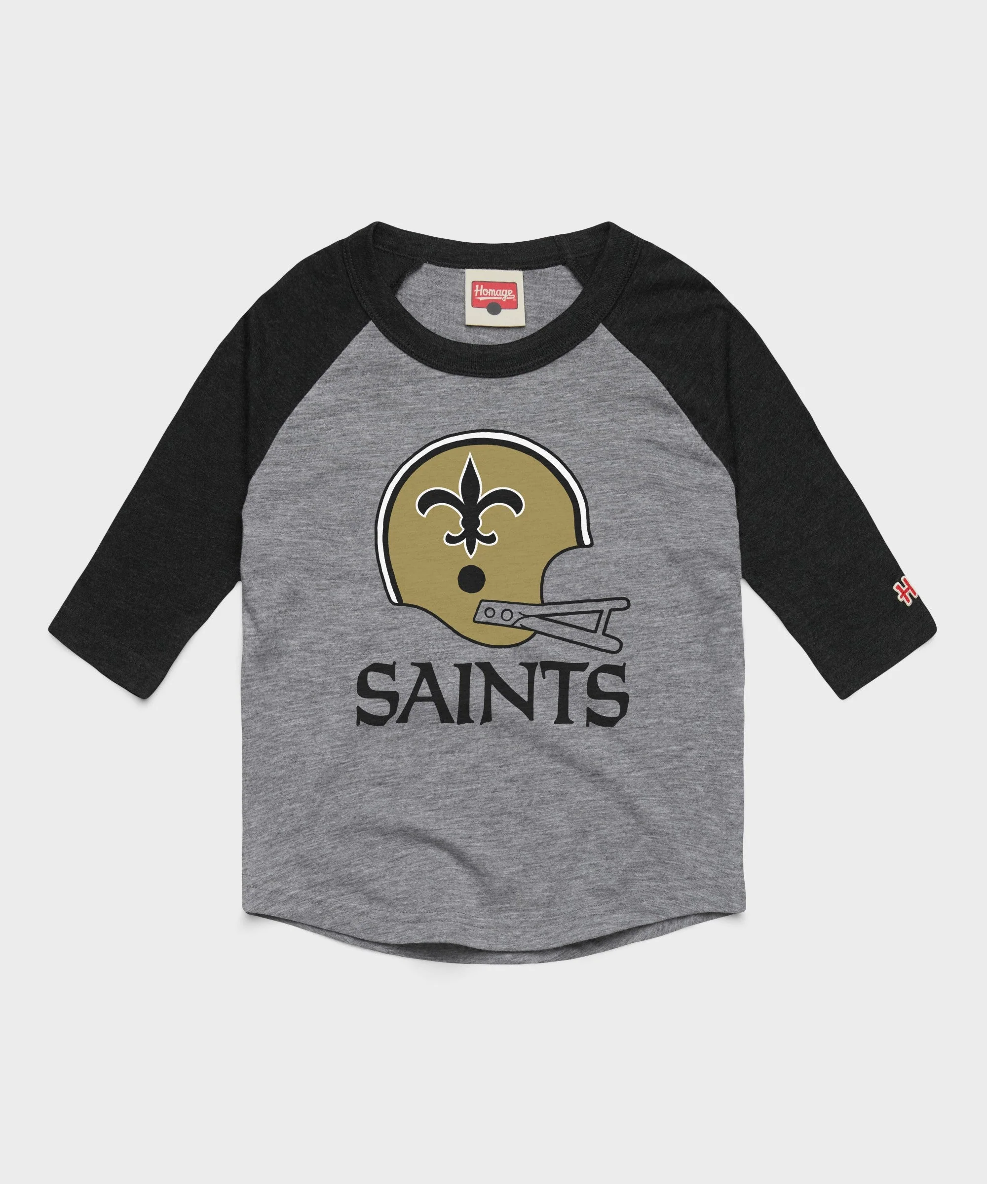 Youth New Orleans Saints Big Helmet Raglan